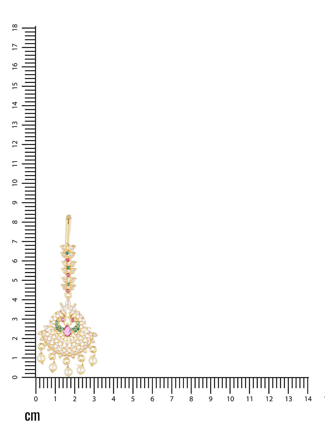 Jazz And Sizzle 24k Gold-Plated Red & White AD-Studded & Beige Beaded Handcrafted Maang Tikka - Jazzandsizzle