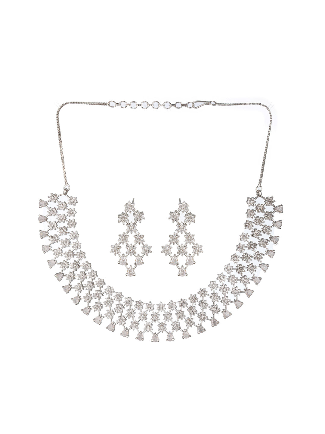 Silver-Plated AD Studded Jewellery Set - Jazzandsizzle