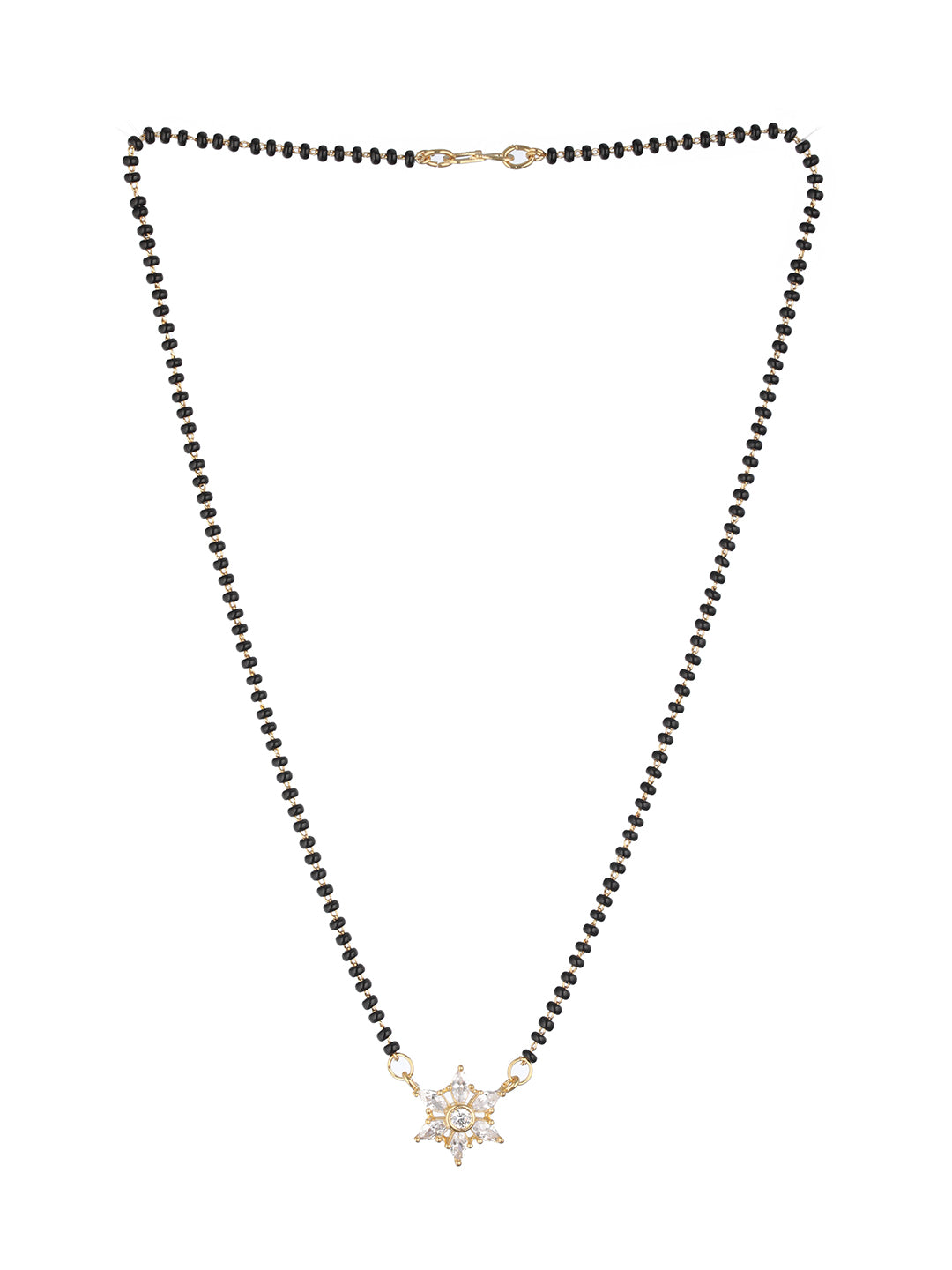 Black Gold-Plated AD-Studded & Beaded Mangalsutra - Jazzandsizzle