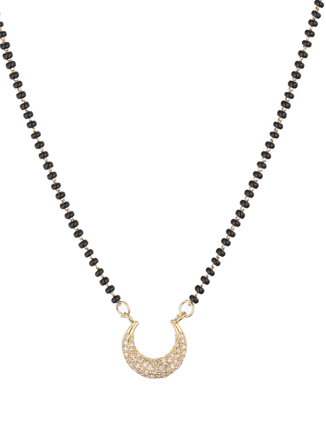 Black Gold-Plated AD-Studded & Beaded Mangalsutra - Jazzandsizzle