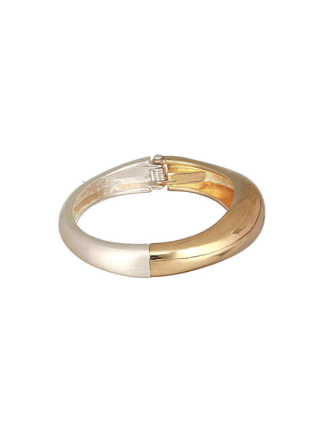 JAZZ AND SIZZLE Silver & Gold ,Dual-Toned Brass Handcrafted Kada Bracelet - Jazzandsizzle