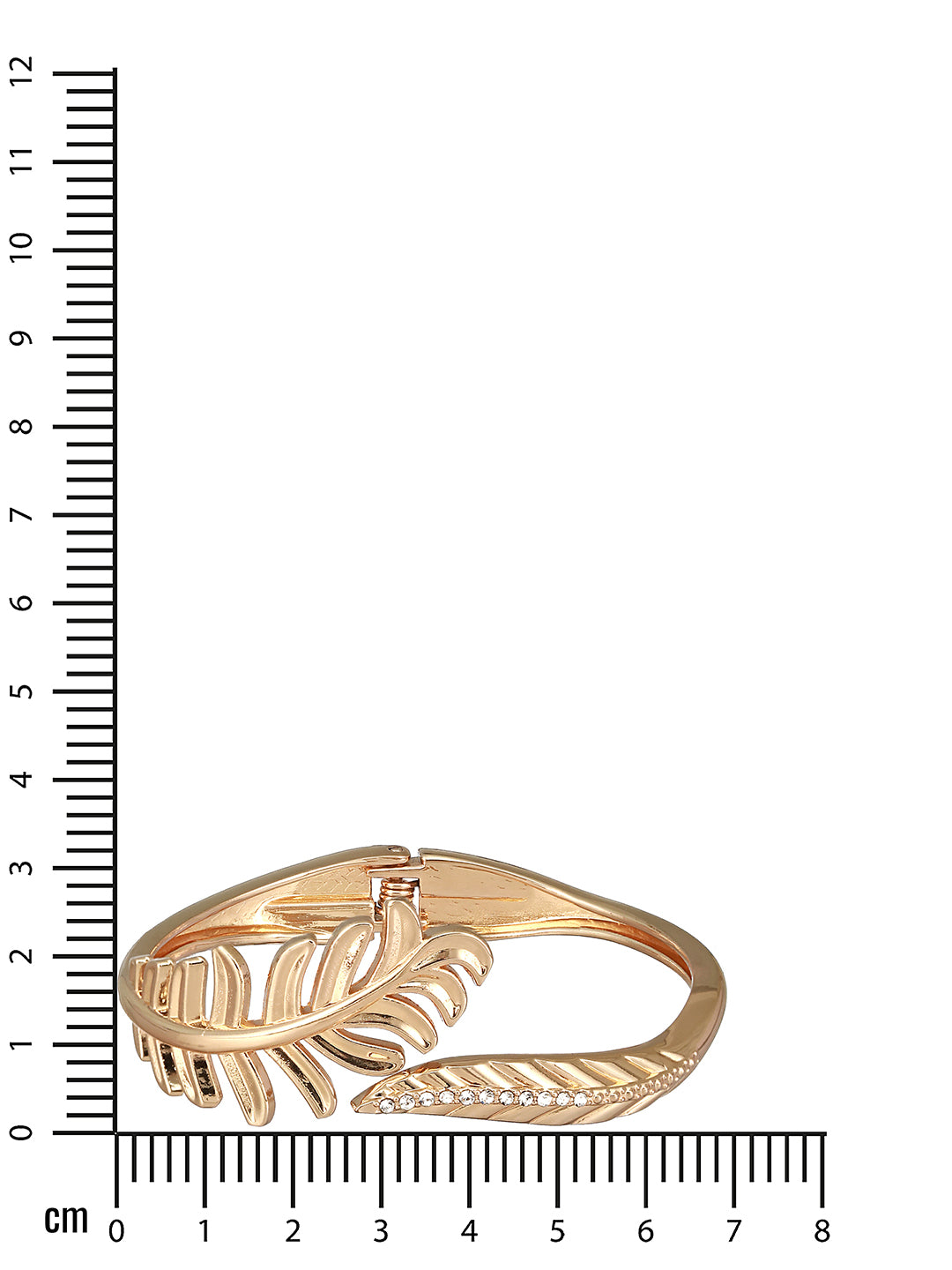 JAZZ AND SIZZLE Gold-Plated American Diamond Studded LEAF SHAPED Cuff Bracelet - Jazzandsizzle