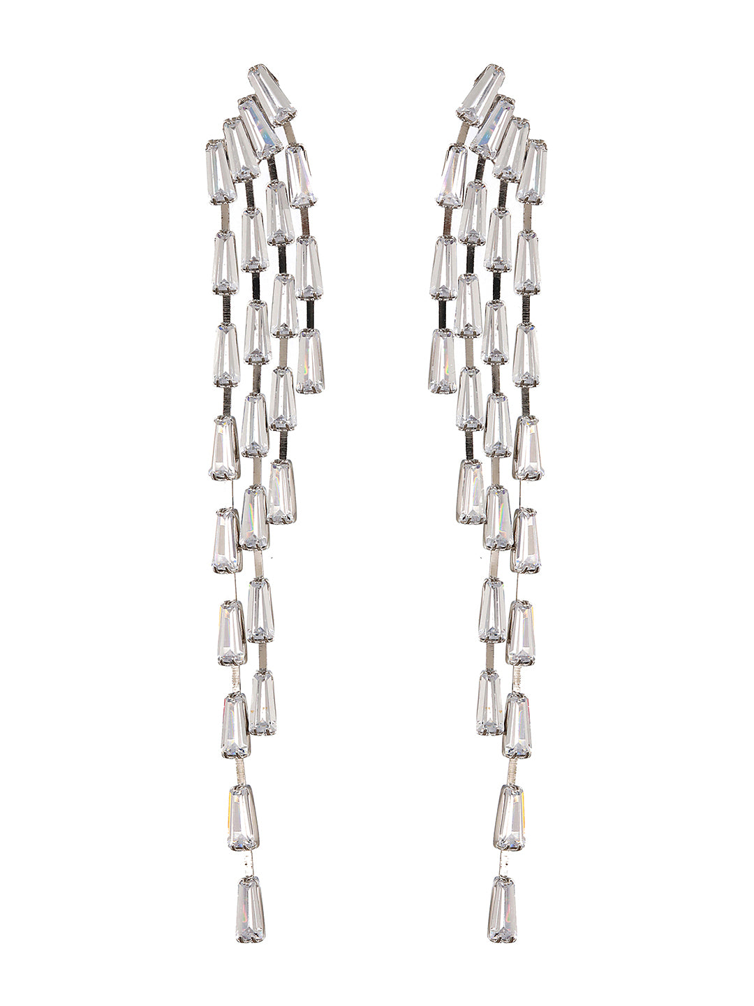 JAZZ AND SIZZLE Rose gold Plated & CZ Stone-Studded Contemporary Drop Earrings - Jazzandsizzle