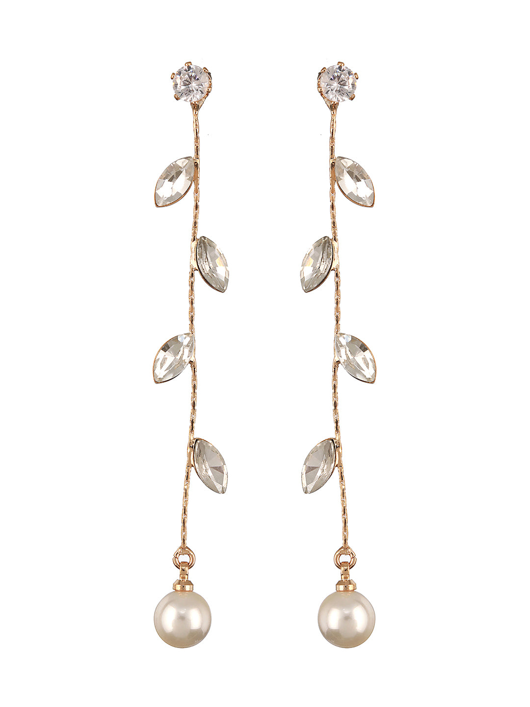 JAZZ AND SIZZLE Gold-Toned & White Contemporary Drop Earrings - Jazzandsizzle