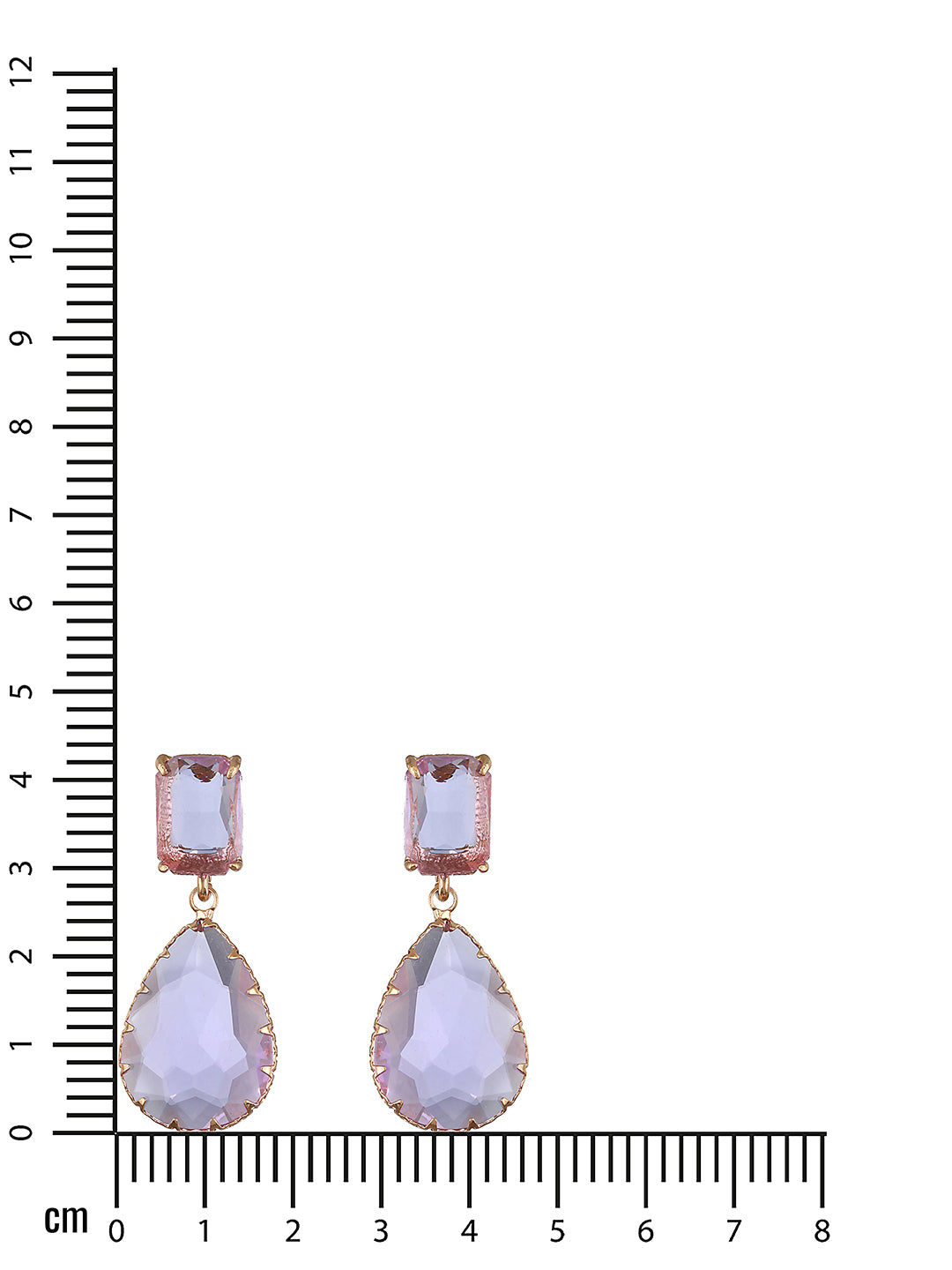 Jazz and Sizzle Gold-Plated Lavender Pink Transparent Stone Studded Contemporary Tear Drop Earrings