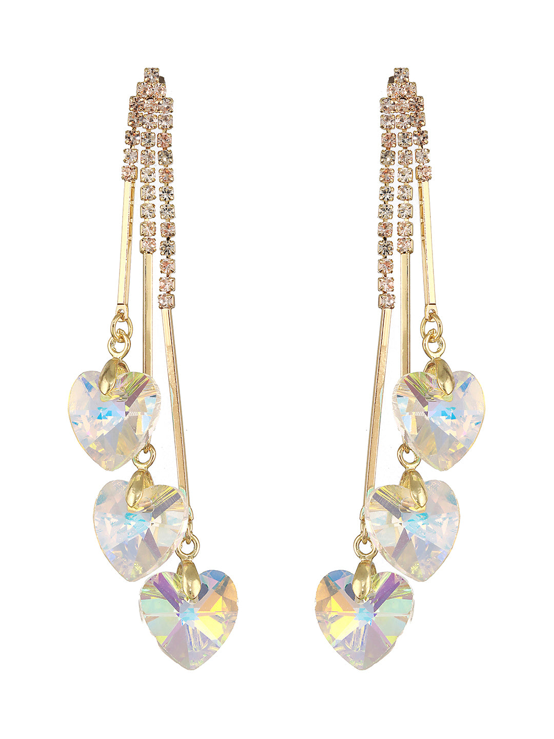 Jazz And Sizzle Gold-Plated Silver Toned & Cz Stone-Studded Drop Earrings