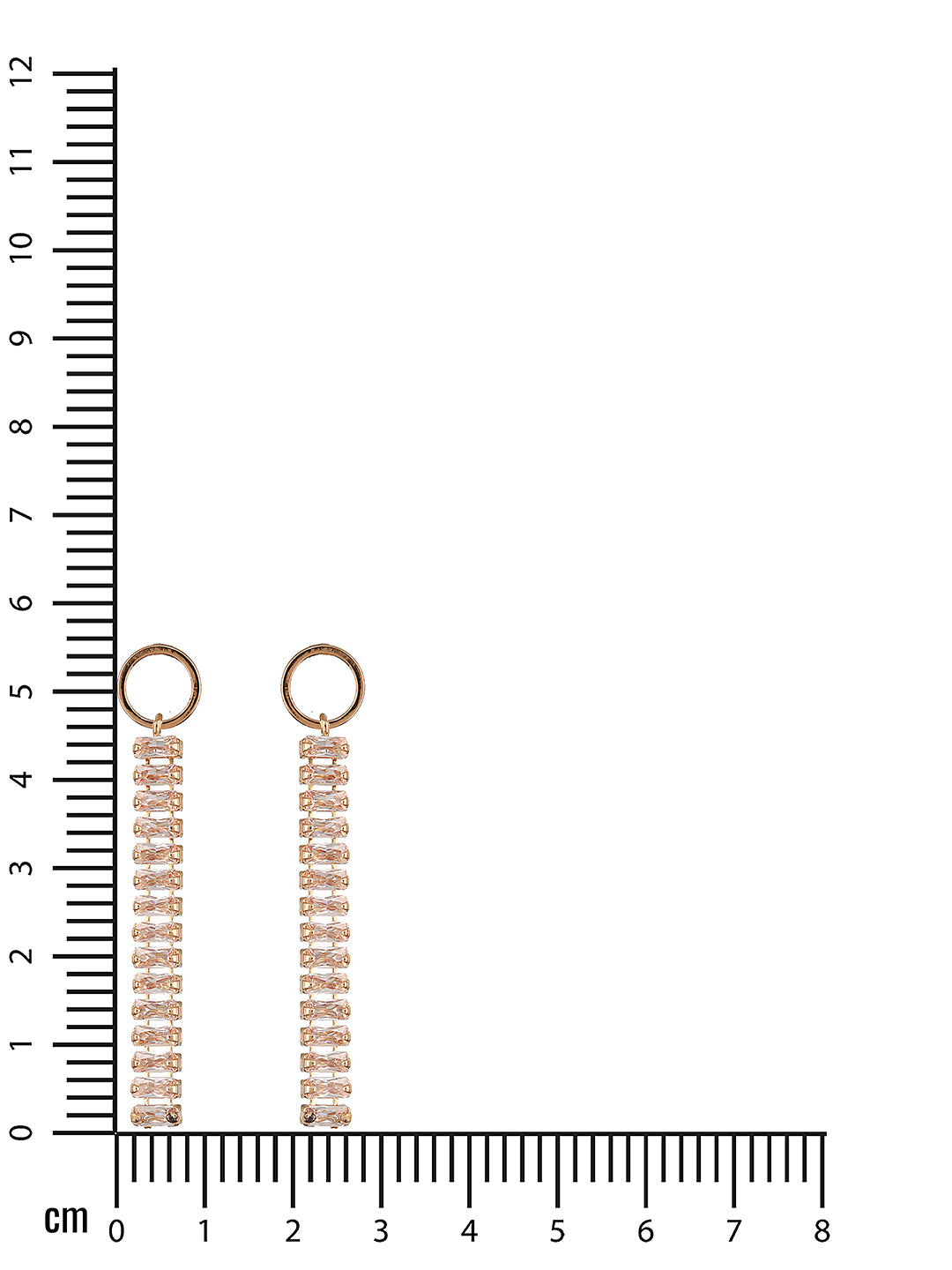 JAZZ AND SIZZLE Silver-Toned Rose gold-Plated CZ Studded Contemporary Drop Earrings - Jazzandsizzle