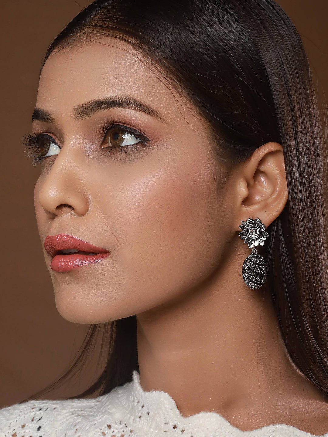 JAZZ AND SIZZLE Gold-Plated Black & Silver Pineapple Drop Earrings - Jazzandsizzle