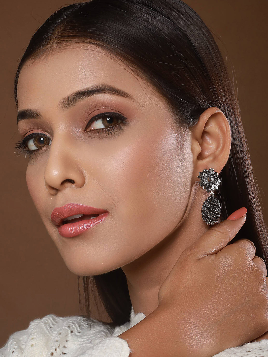 JAZZ AND SIZZLE Gold-Plated Black & Silver Pineapple Drop Earrings - Jazzandsizzle