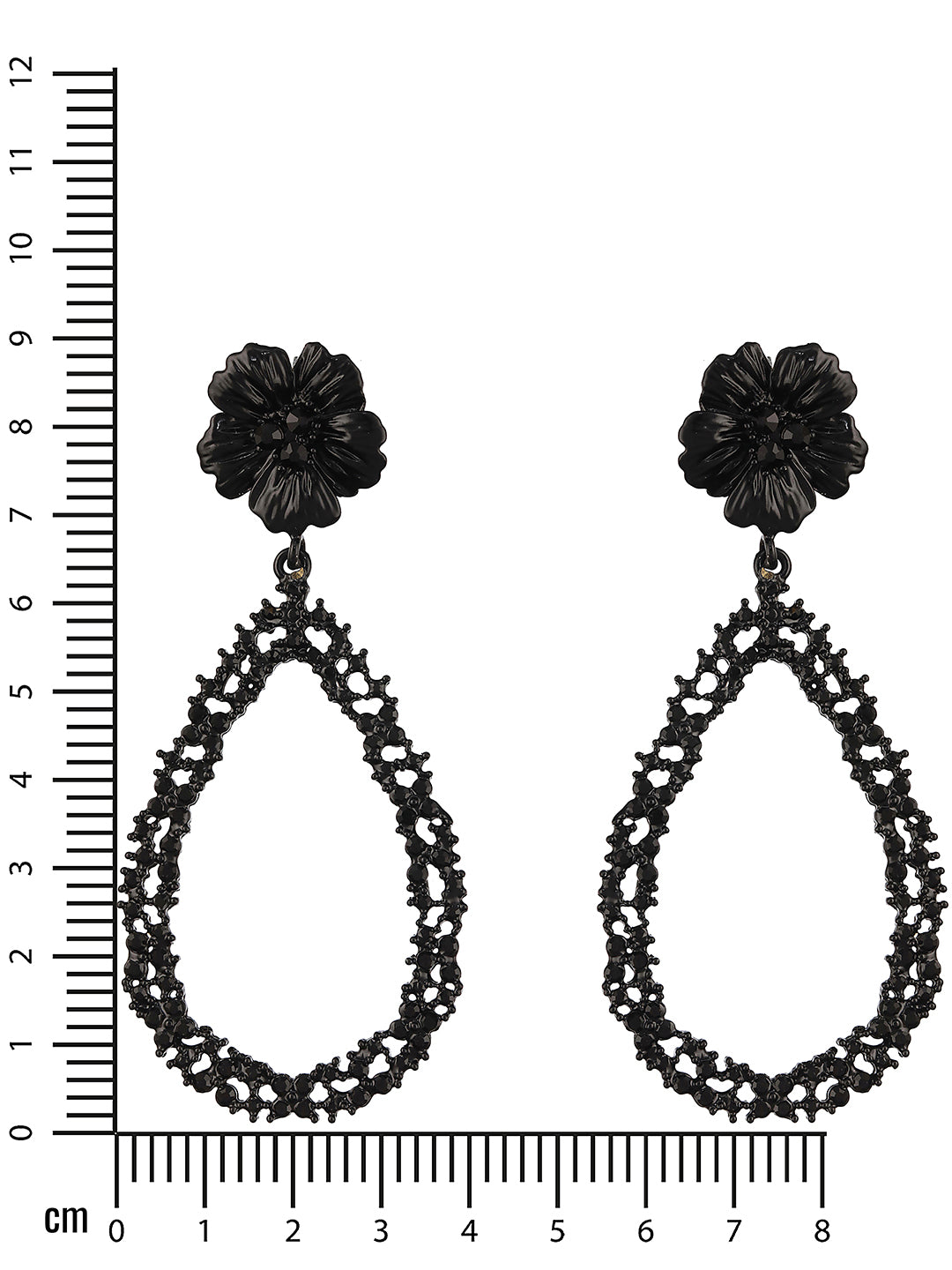 JAZZ AND SIZZLE Black-Toned & Black Contemporary Tear Drop Earrings - Jazzandsizzle