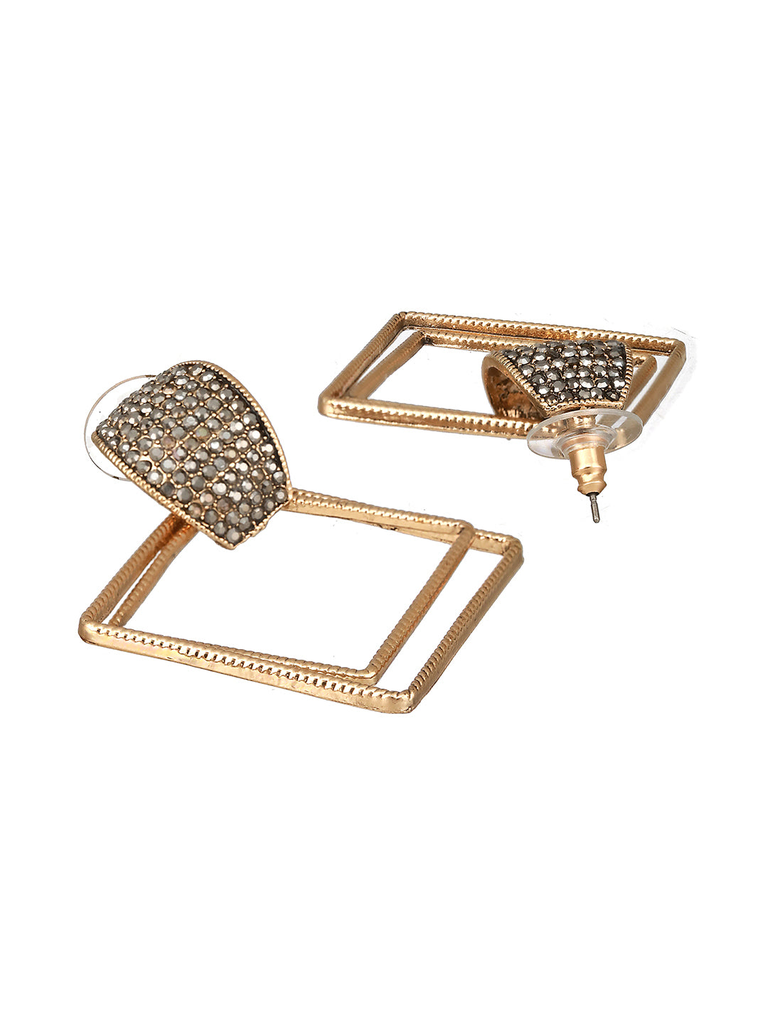 JAZZ AND SIZZLE Gold-Plated Square Shaped Drop Earrings - Jazzandsizzle