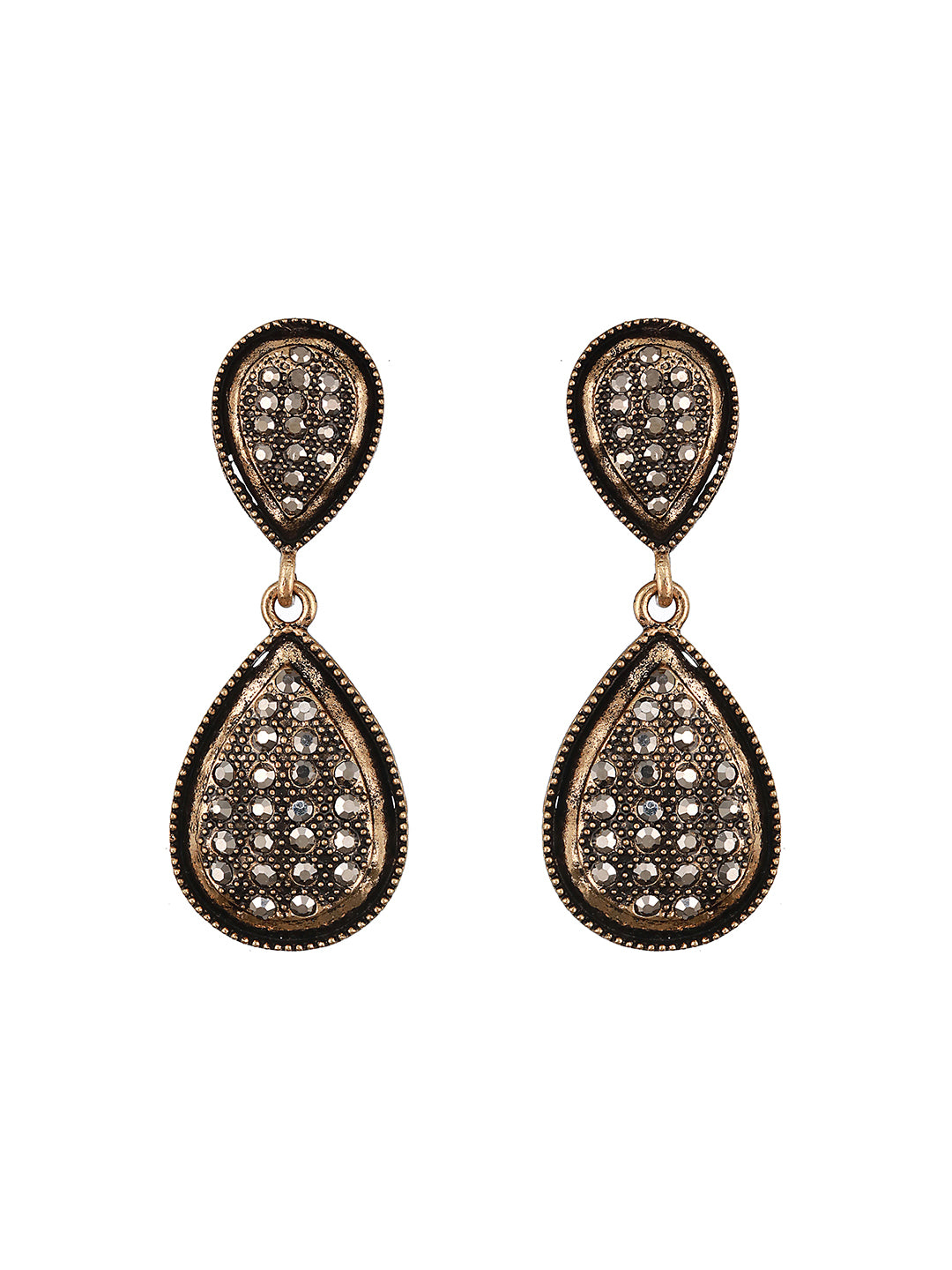 JAZZ AND SIZZLE Black & Gold-Plated Contemporary Tear Drop Earrings - Jazzandsizzle