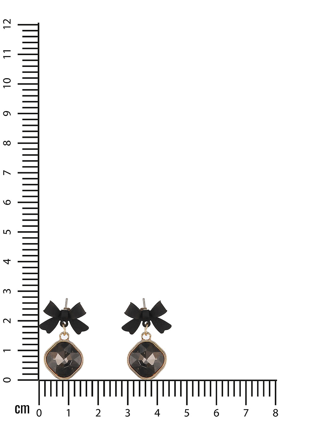 Jazz and Sizzle Black Bow Stud Earrings with Gold-Tone Stone