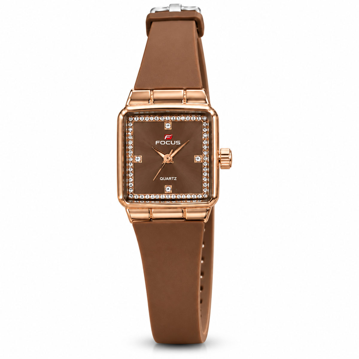 Women’s Rose Gold-Toned Rectangular Brown Dial Watch -WJ-JS26-LD0054
