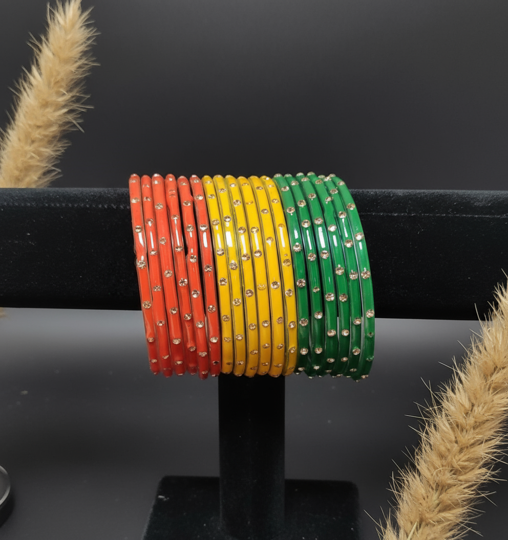 Jazz And Sizzle Set Of 24 Multicolored Glass Bangles