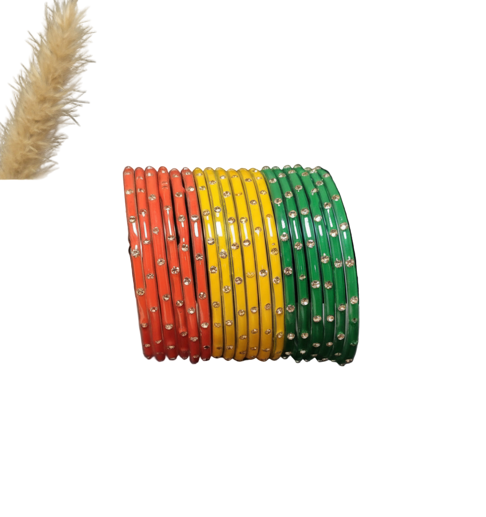 Jazz And Sizzle Set Of 24 Multicolored Glass Bangles