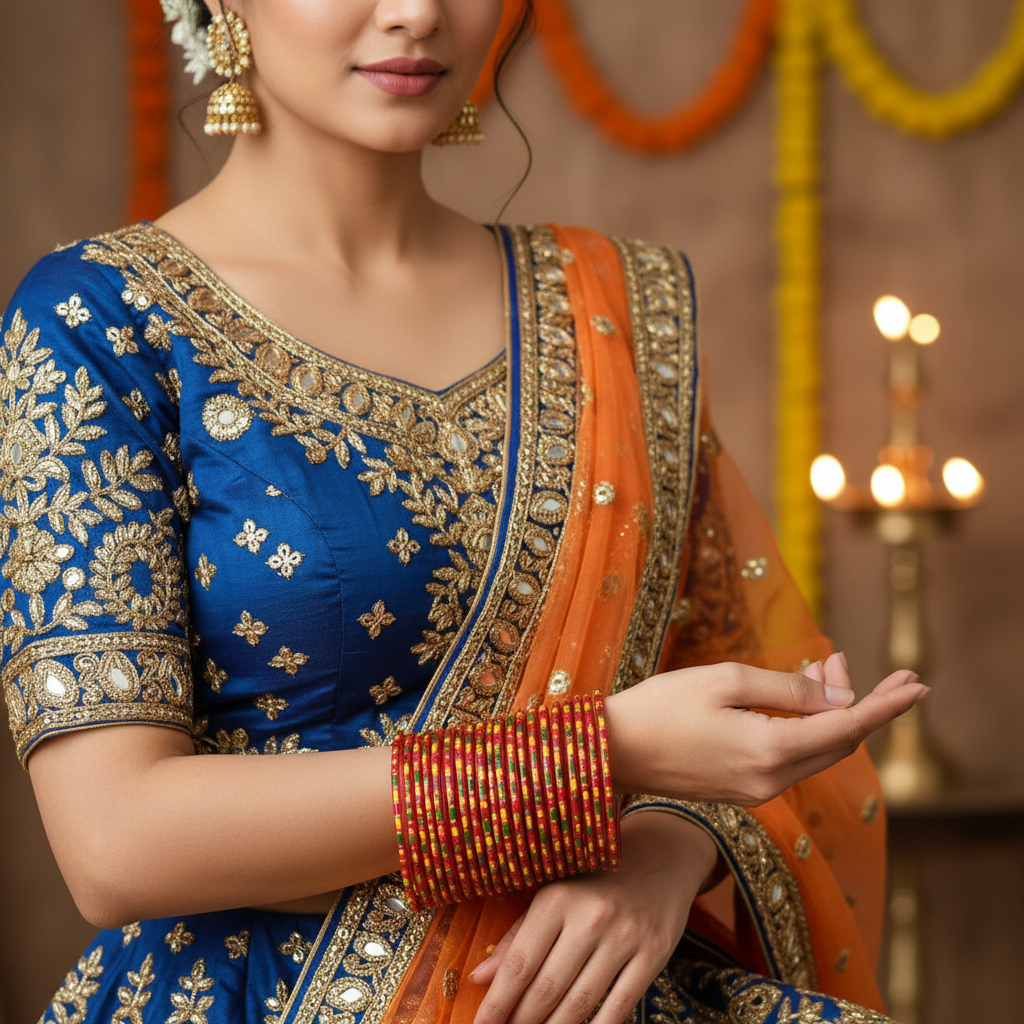 Jazz And Sizzle Set Of 12 Multicolored Marron Glass Bangles