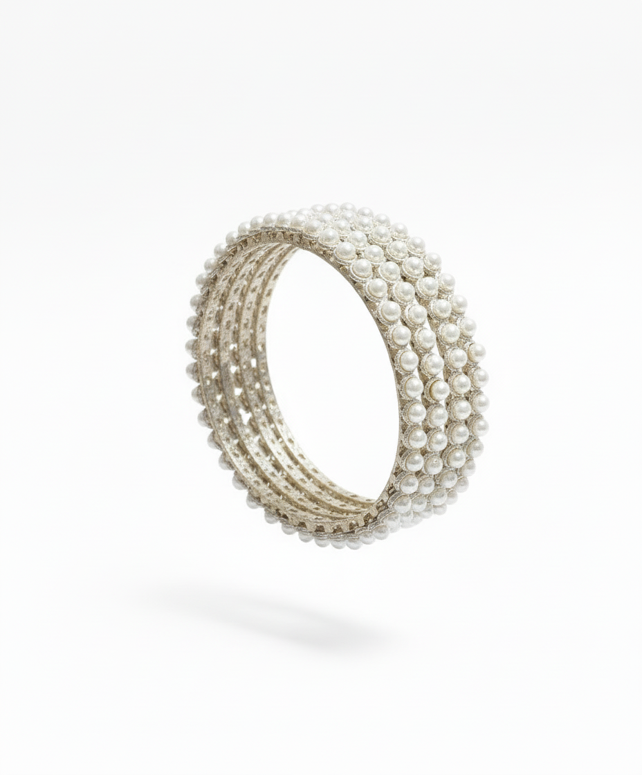 Jazz And Sizzle Set Of 4 Pearl Studded Bangles