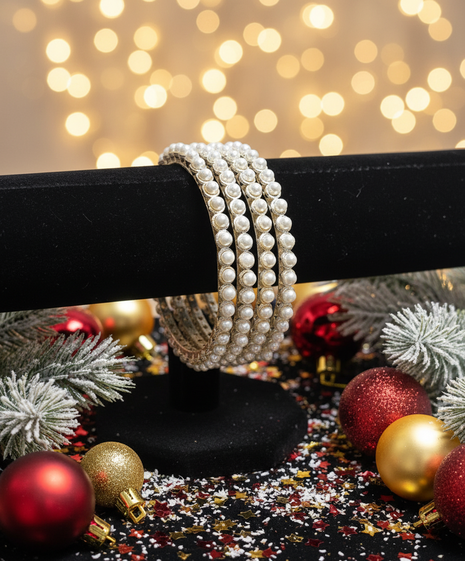 Jazz And Sizzle Set Of 4 Pearl Studded Bangles
