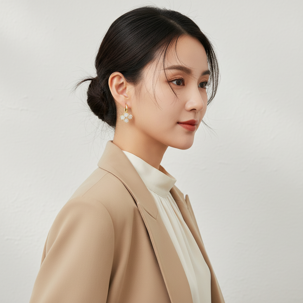 Jazz and Sizzle Trendy Gen-Z Gold Plated Stainless Steel Black Floral Earrings