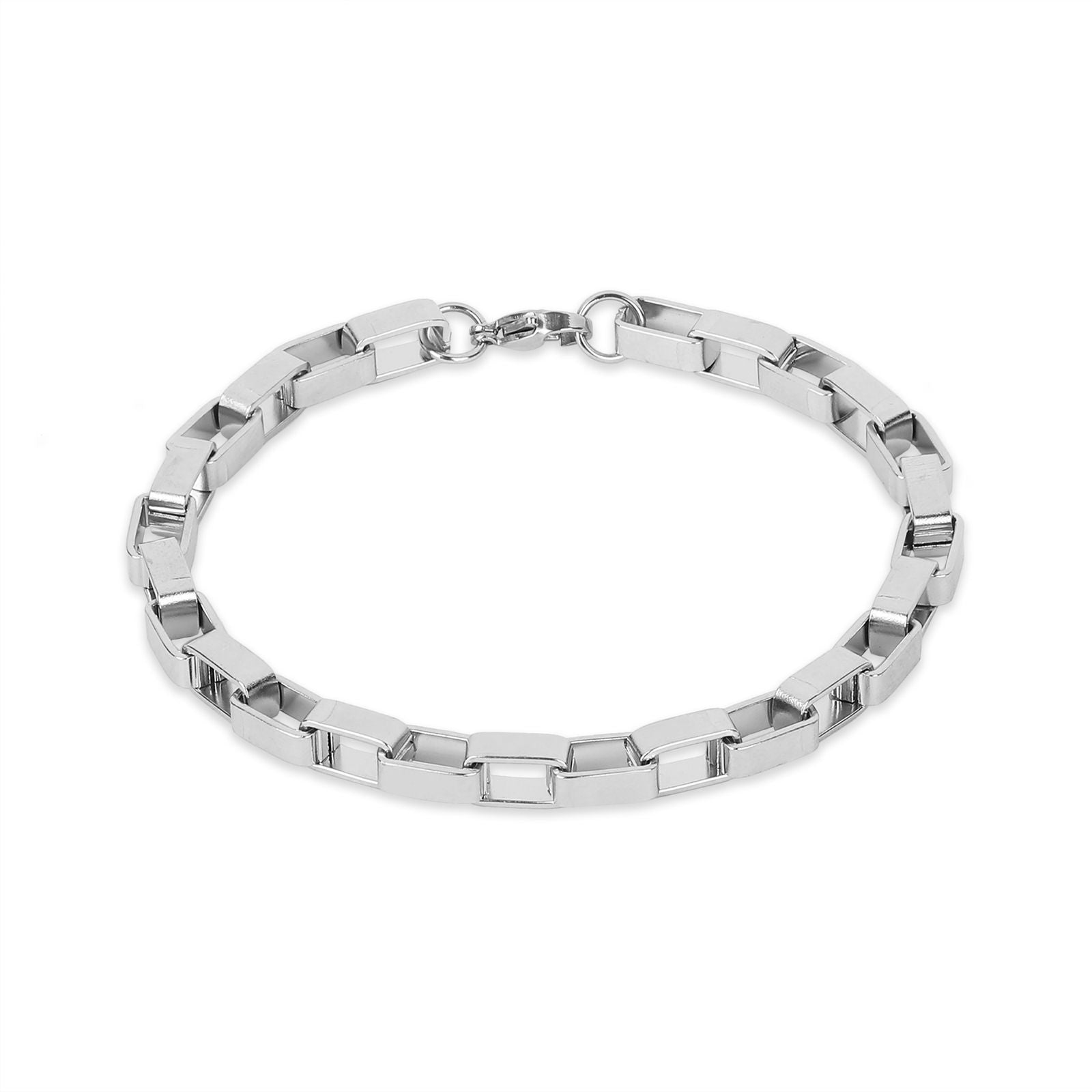 Jazz And Sizzle Men Silver Plated Stainless Steel Minimal Link Chain Bracelet