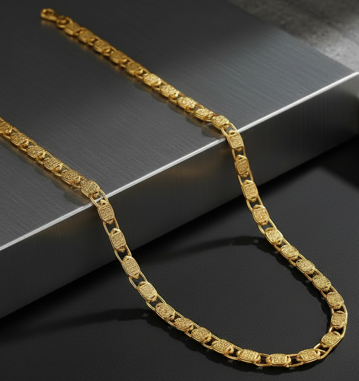 Jazz And Sizzle High Micron Gold Plated Stainless Steel Mens Necklace