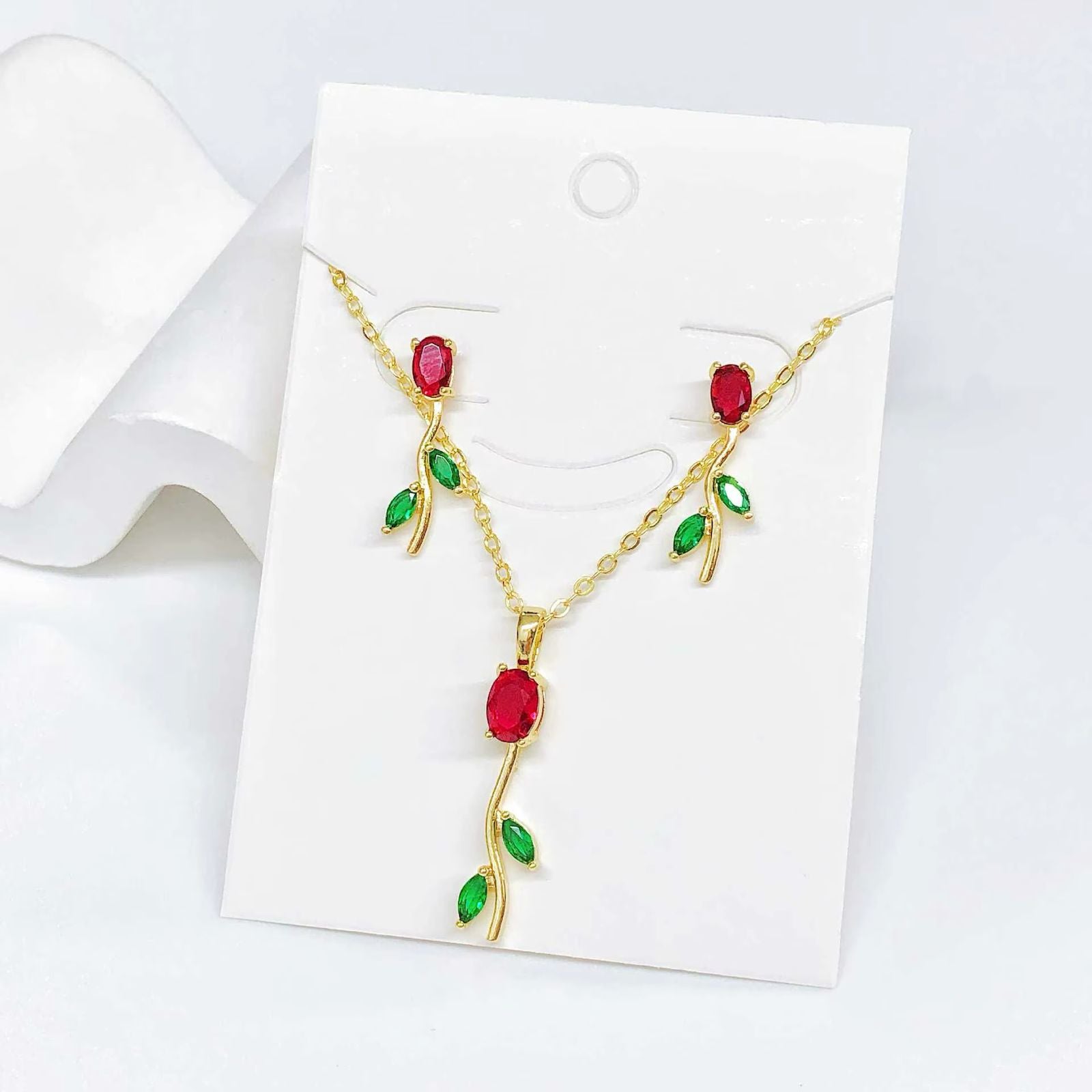 Jazz And Sizzle Gold Plated Stone & Zirconia Studded Trending Tulip Jewellery Set