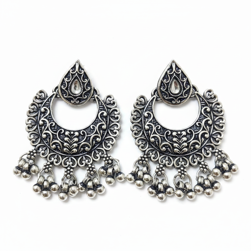 Jazz And Sizzle Set of 4 Gold & Silver Plated Stud & Jhumka Earrings