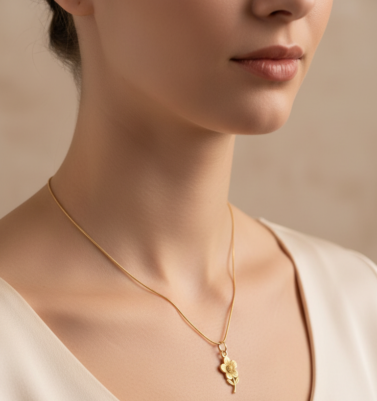 Jazz And Sizzle Golden Petal Minimal Chain | Anti Tarnish
