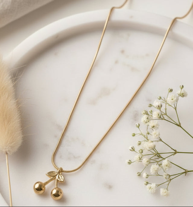 Jazz And Sizzle Gold Plated Sweet Cherry Gold Necklace