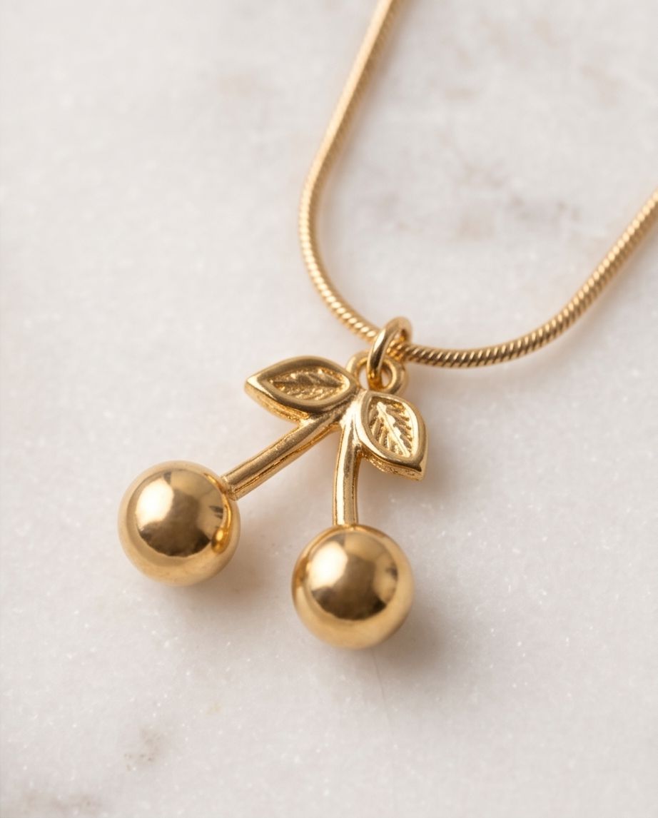 Jazz And Sizzle Gold Plated Sweet Cherry Gold Necklace