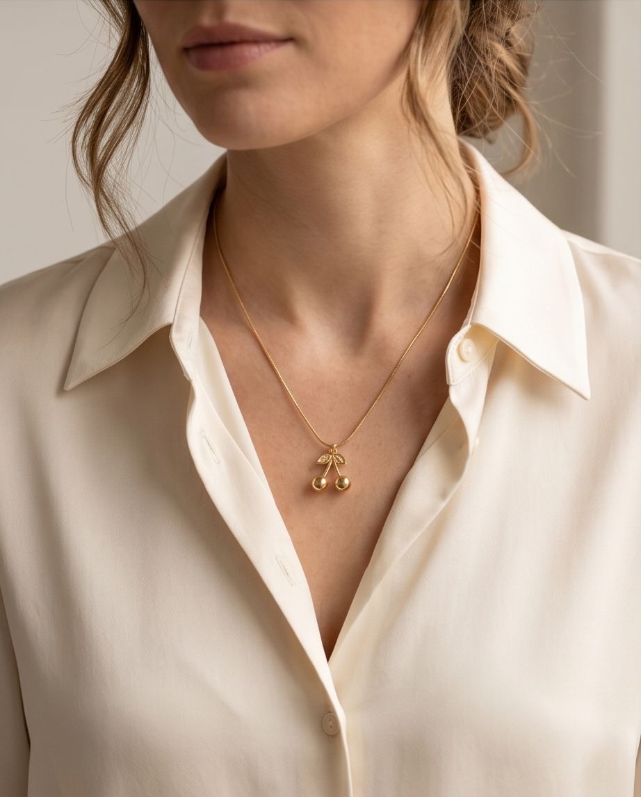 Jazz And Sizzle Gold Plated Sweet Cherry Gold Necklace