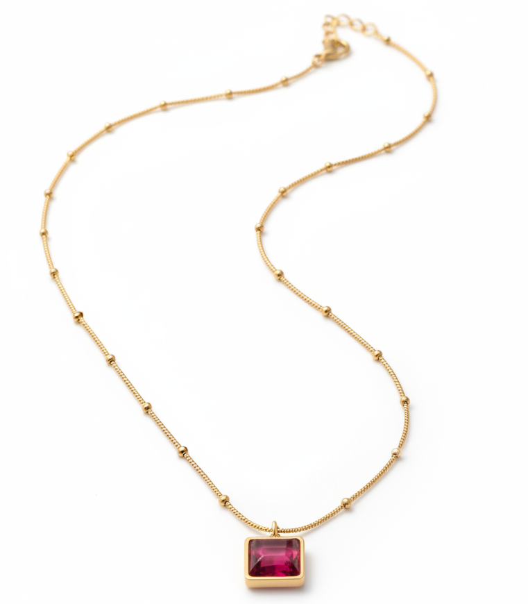Jazz And Sizzle Ruby Glow Pendant Necklace | Anti Tarnish | Stainless Steel