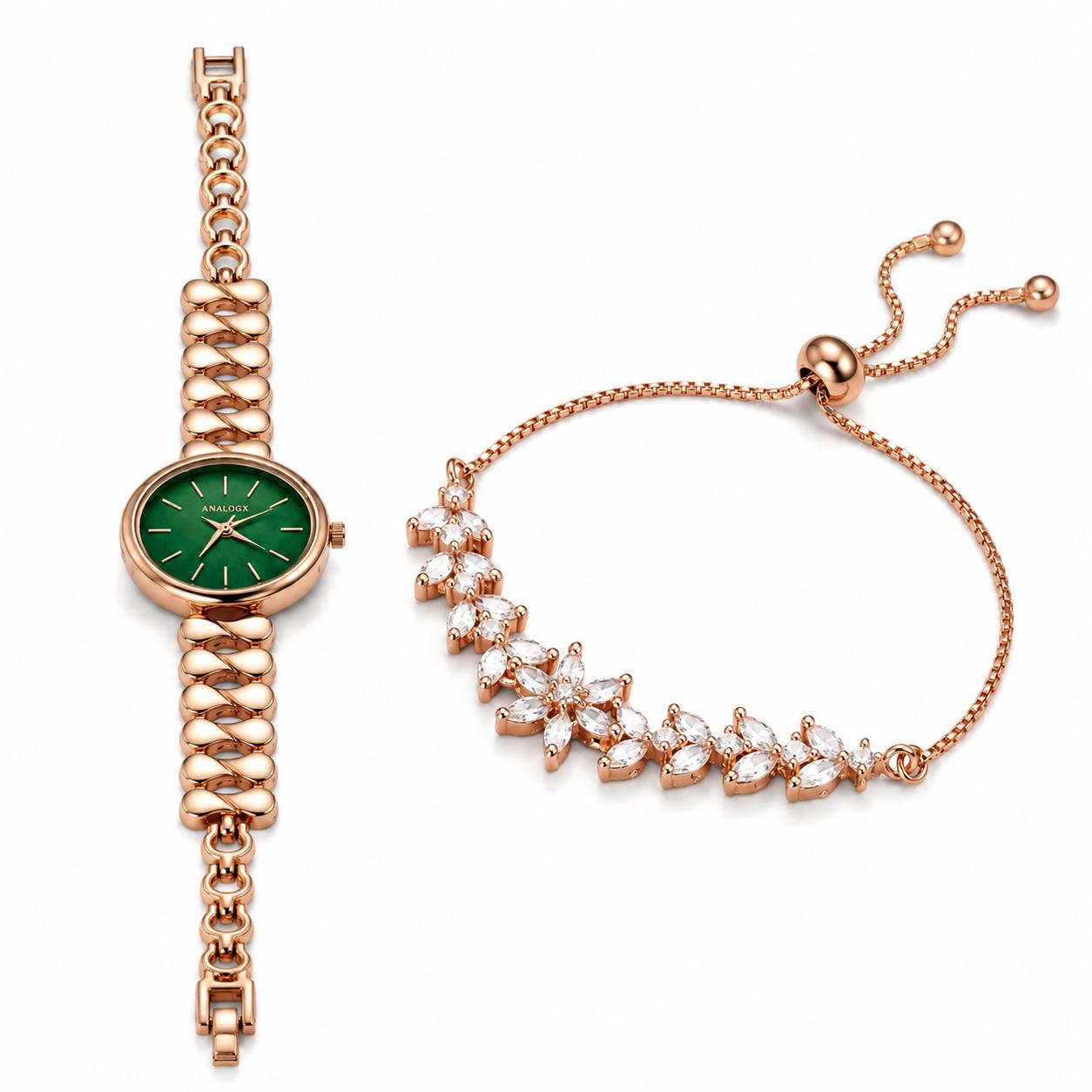 Aurora Rose Gold Watch & Bracelet | Anti Tarnish