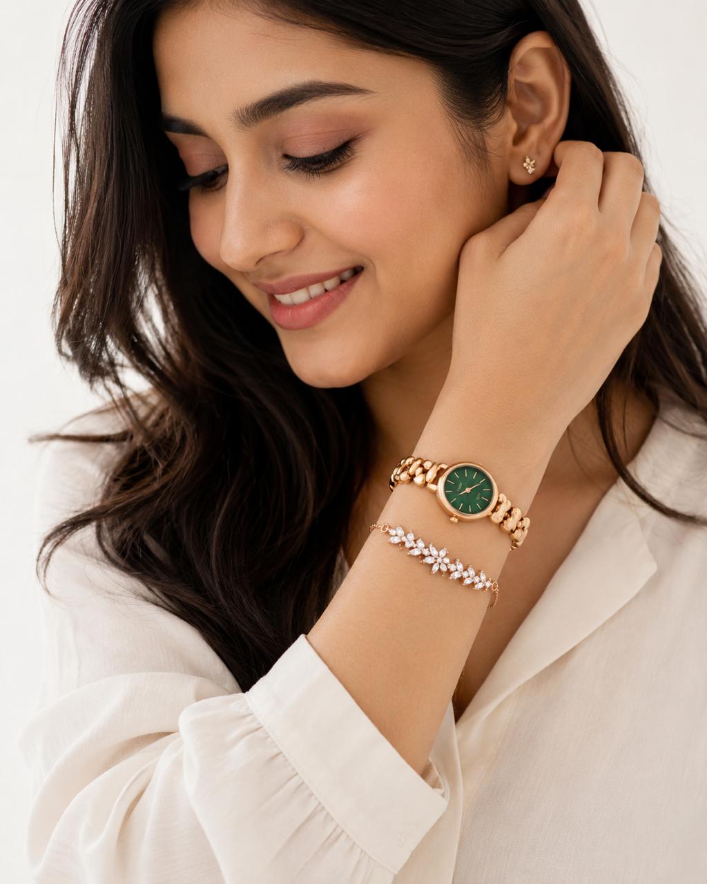 Aurora Rose Gold Watch & Bracelet | Anti Tarnish