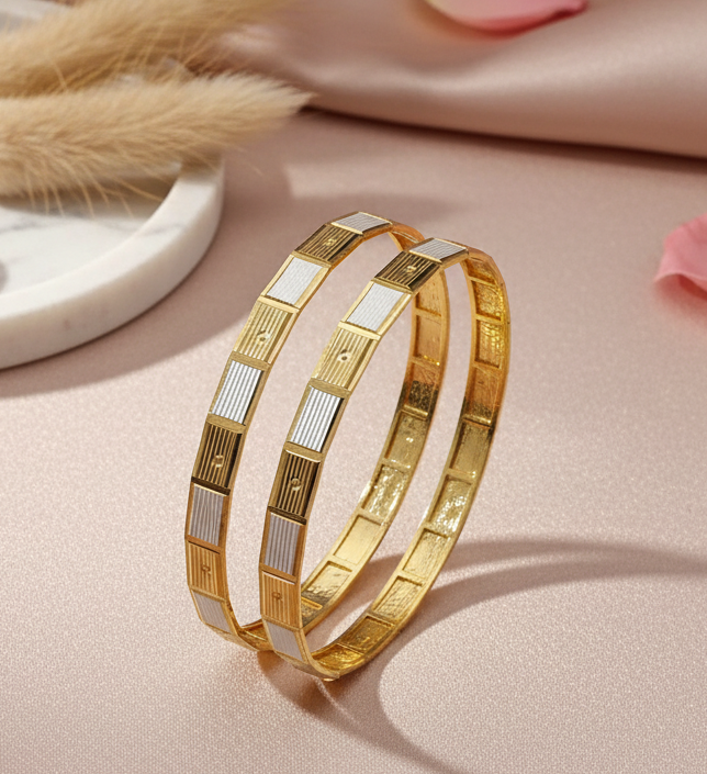 Set Of 2 18K Gold-Plated Bangles