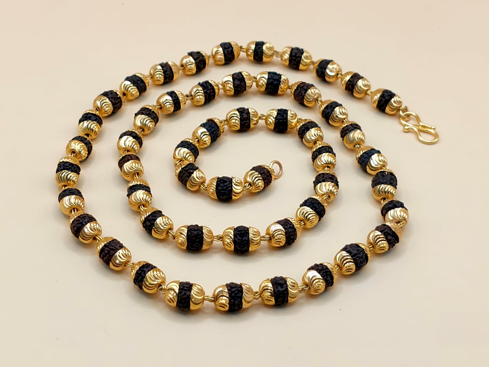 Rudra Royale Gold Beaded Neck Chain-JS-SNC-0011