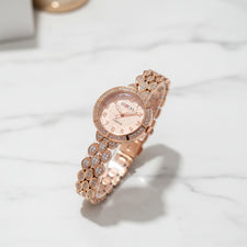 GOLD PLATED ZIRCON STUDDED WATCH for Women – WHITE Square Dial (Copy)