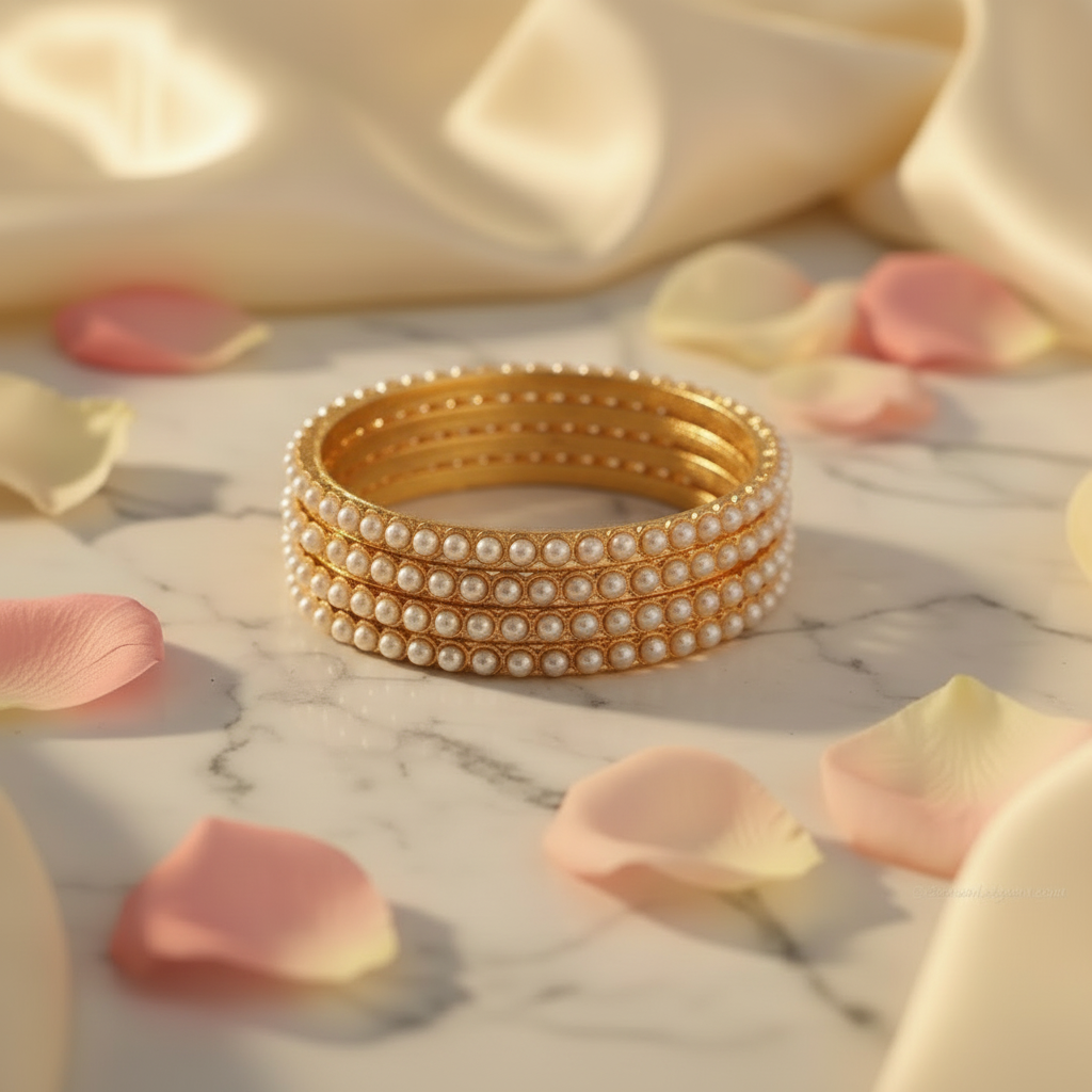 Jazz And Sizzle Set Of 4 Pearl Studded Bangles