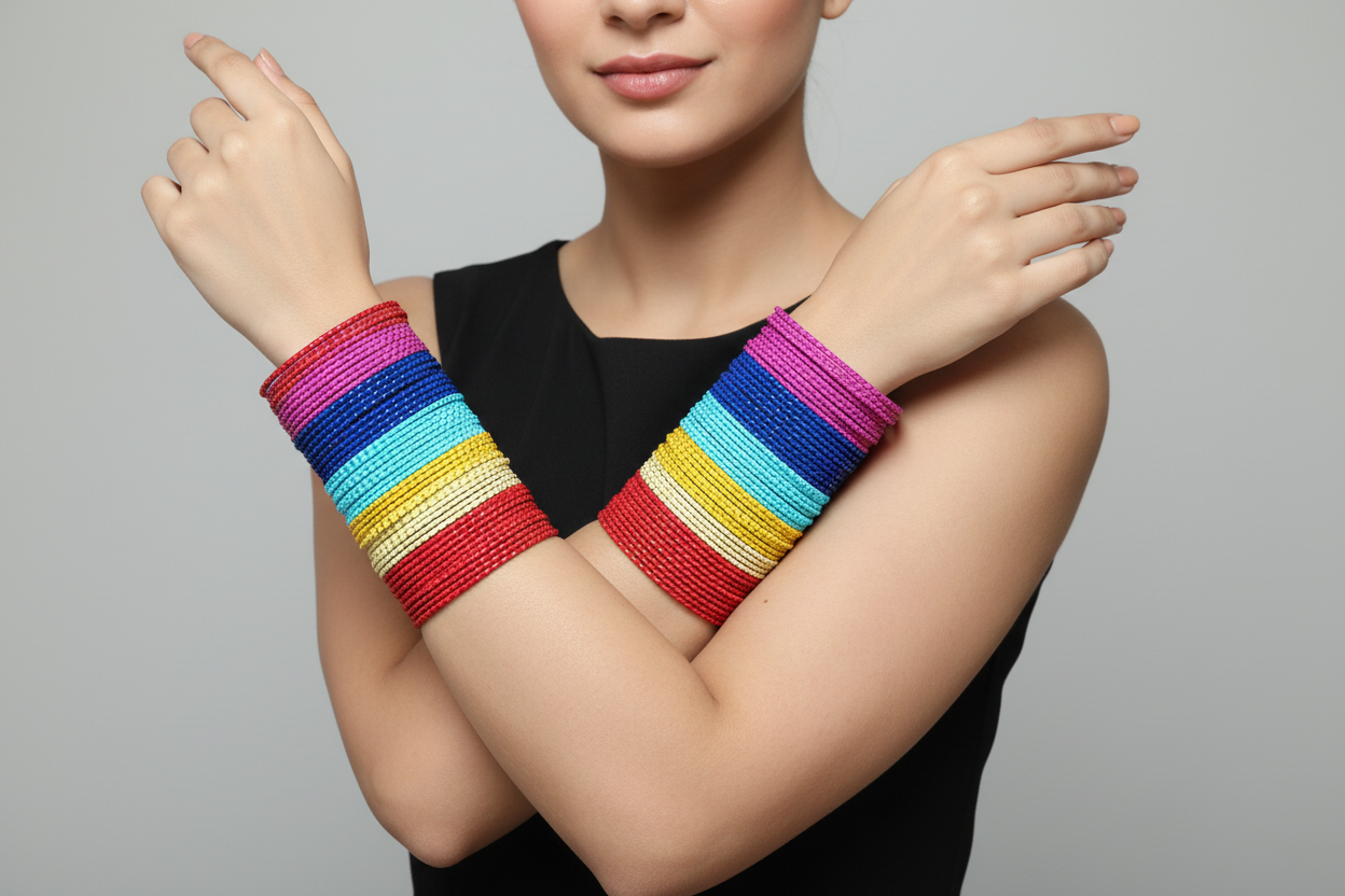 Jazz And Sizzle Multi-Color Set of 144 Bangles for Women and Girls Bangles