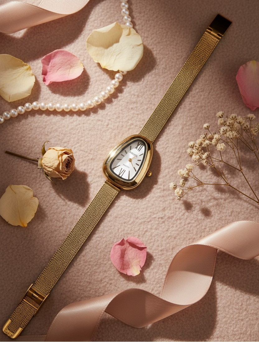 Jazz And Sizzle Vintage Shield White Dial Watch | Anti-Tarnish Watch|Quartz Movement, Waterproof, Luxury Metal Bezel