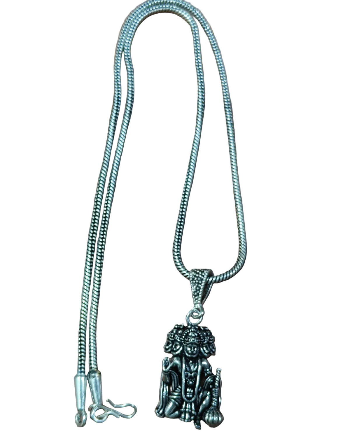 Antique Silver-Plated Divine Motif Pendant Chain-JS-SNL-026
