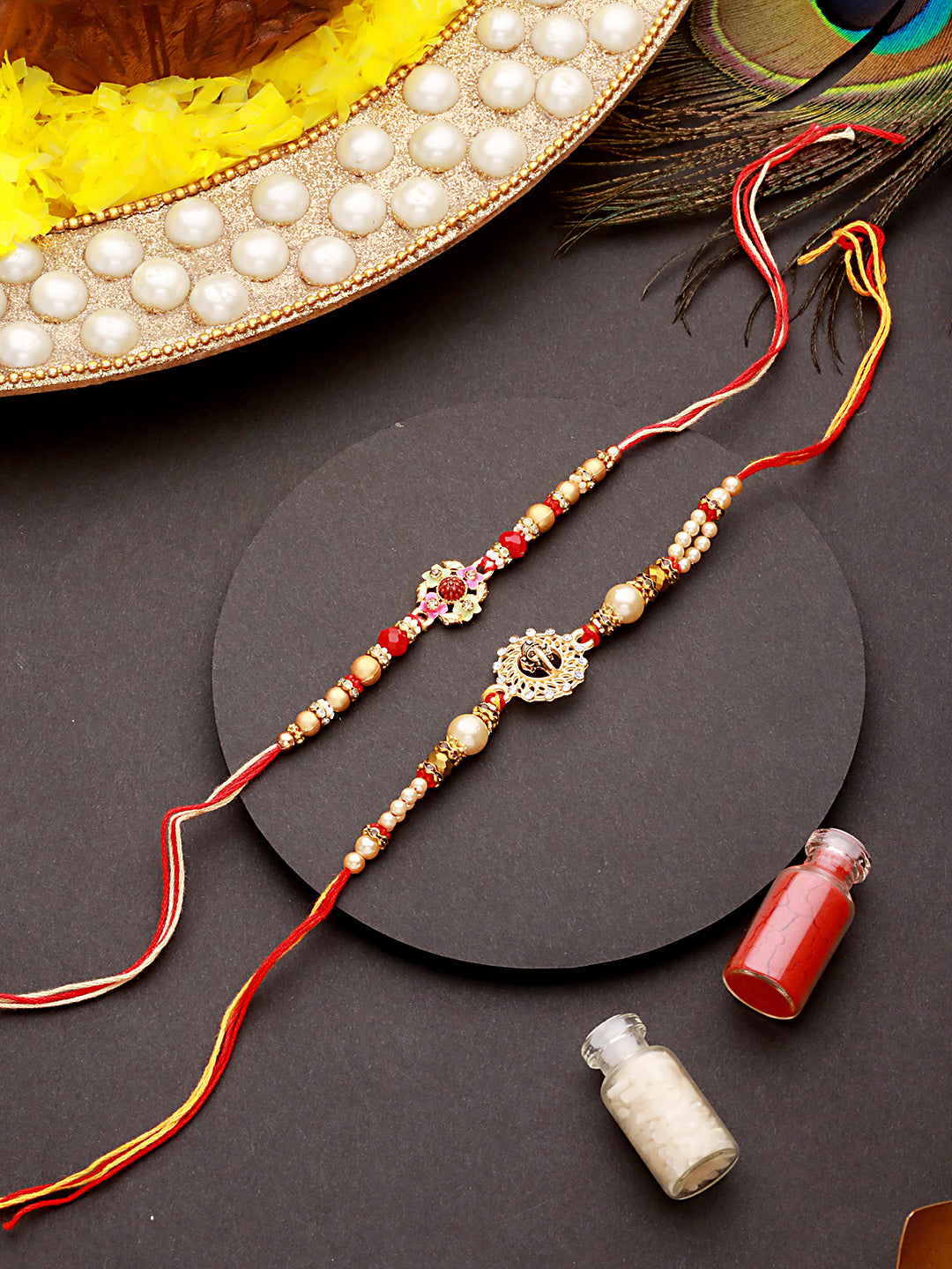 Jazz And Sizzle Set Of 2 Om & Ganpati Religious Rudraksh Rakhi