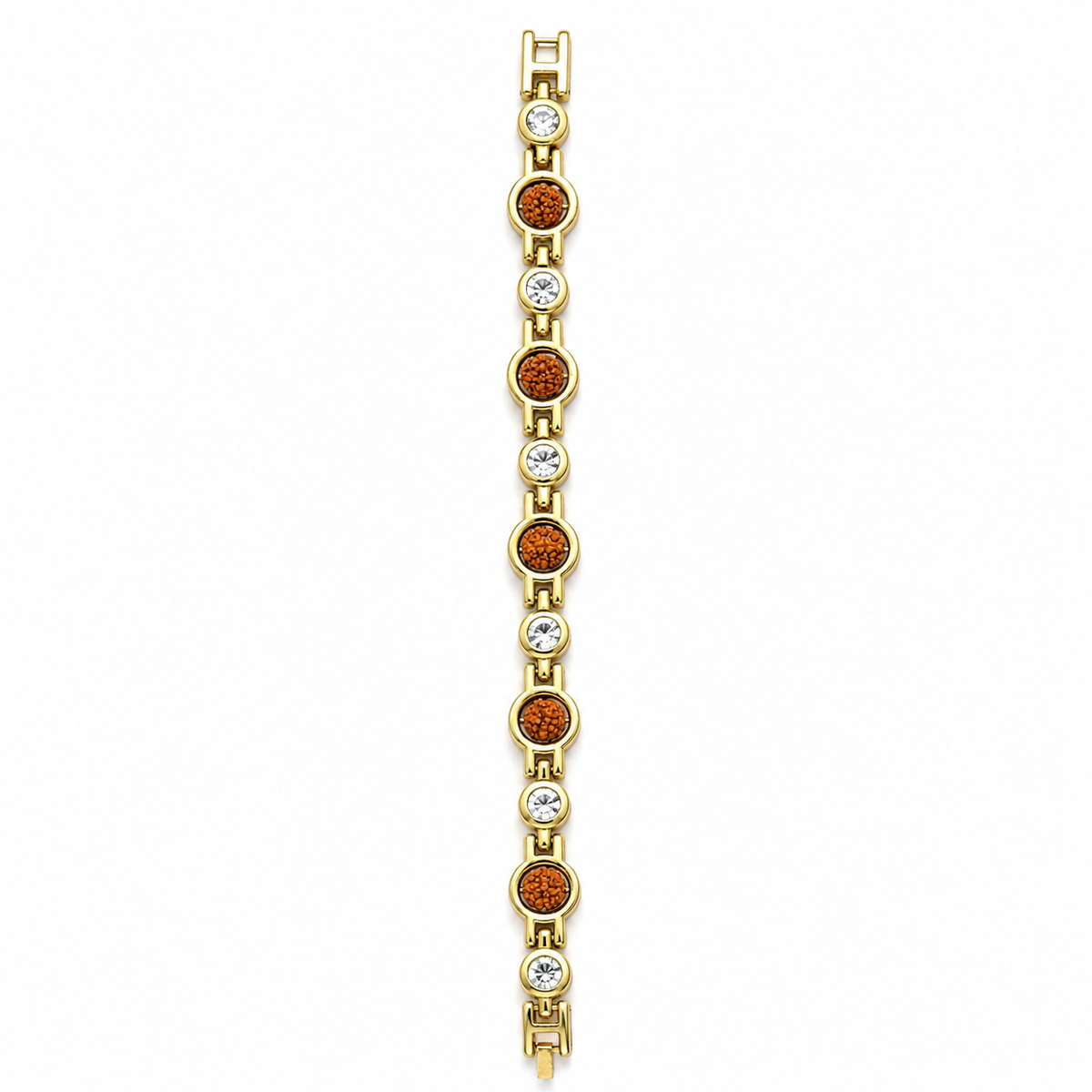 Gold-Toned Rudraksha & Stone Studded Bracelet for Men-JS-SBR-032