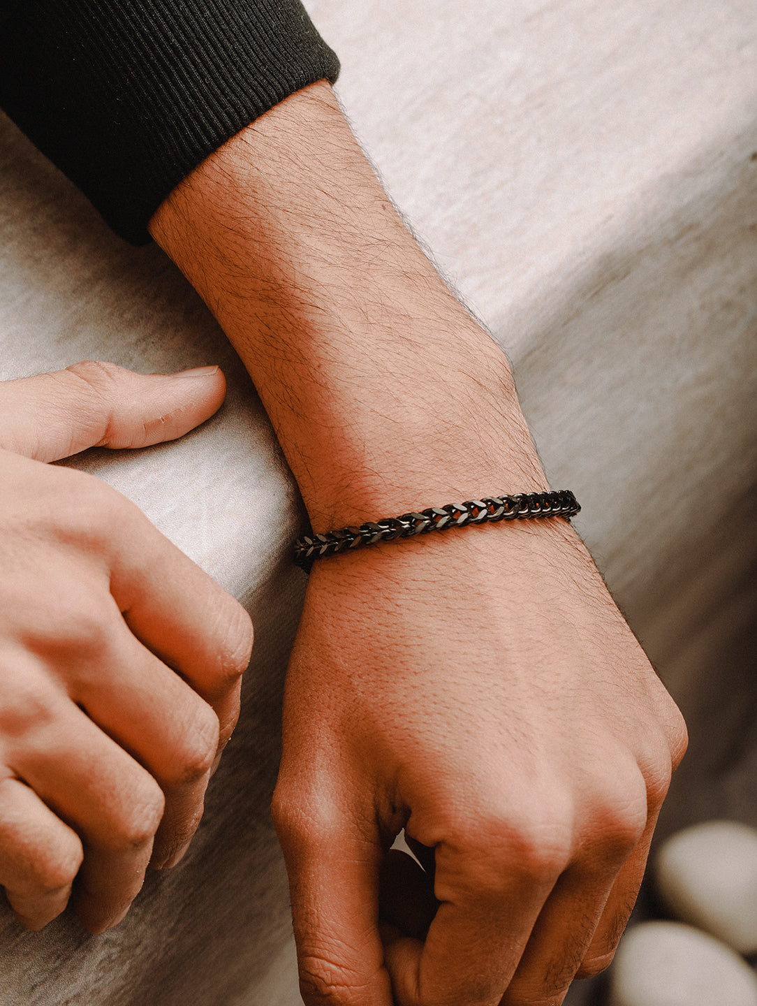 Jazz And Sizzle Set Of 3 Gold, Black & Silver Plated Men’s Premium Stainless Steel Chain Link Bracelet Combo