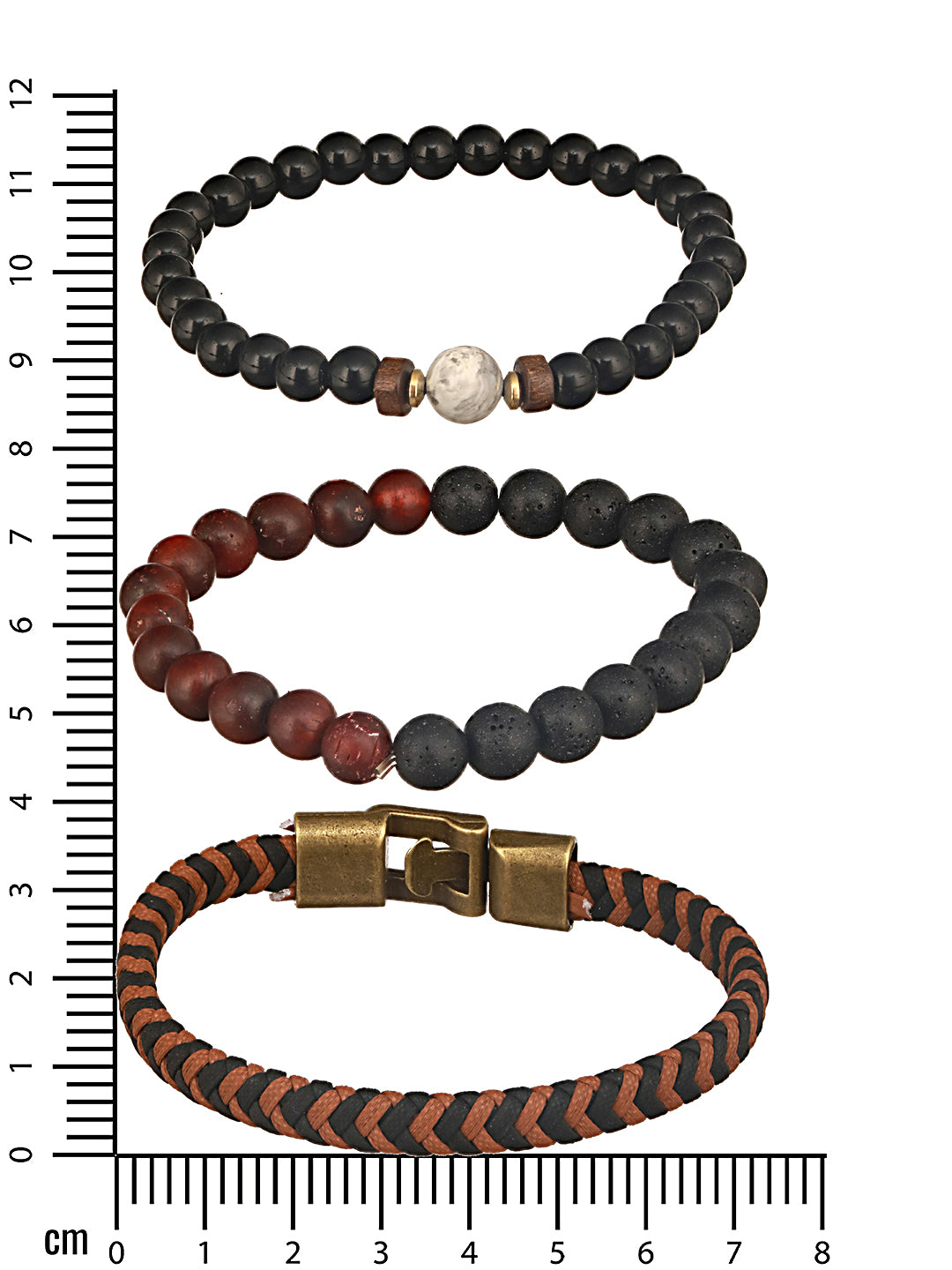 Jazz And Sizzle Men Set of 3 Brown & Black Beads Elasticated & Handcrafted Bracelet