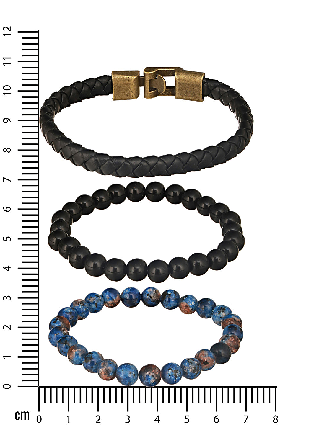 Jazz And Sizzle Men Set of 3 Black & Blue Multistrand Bracelets
