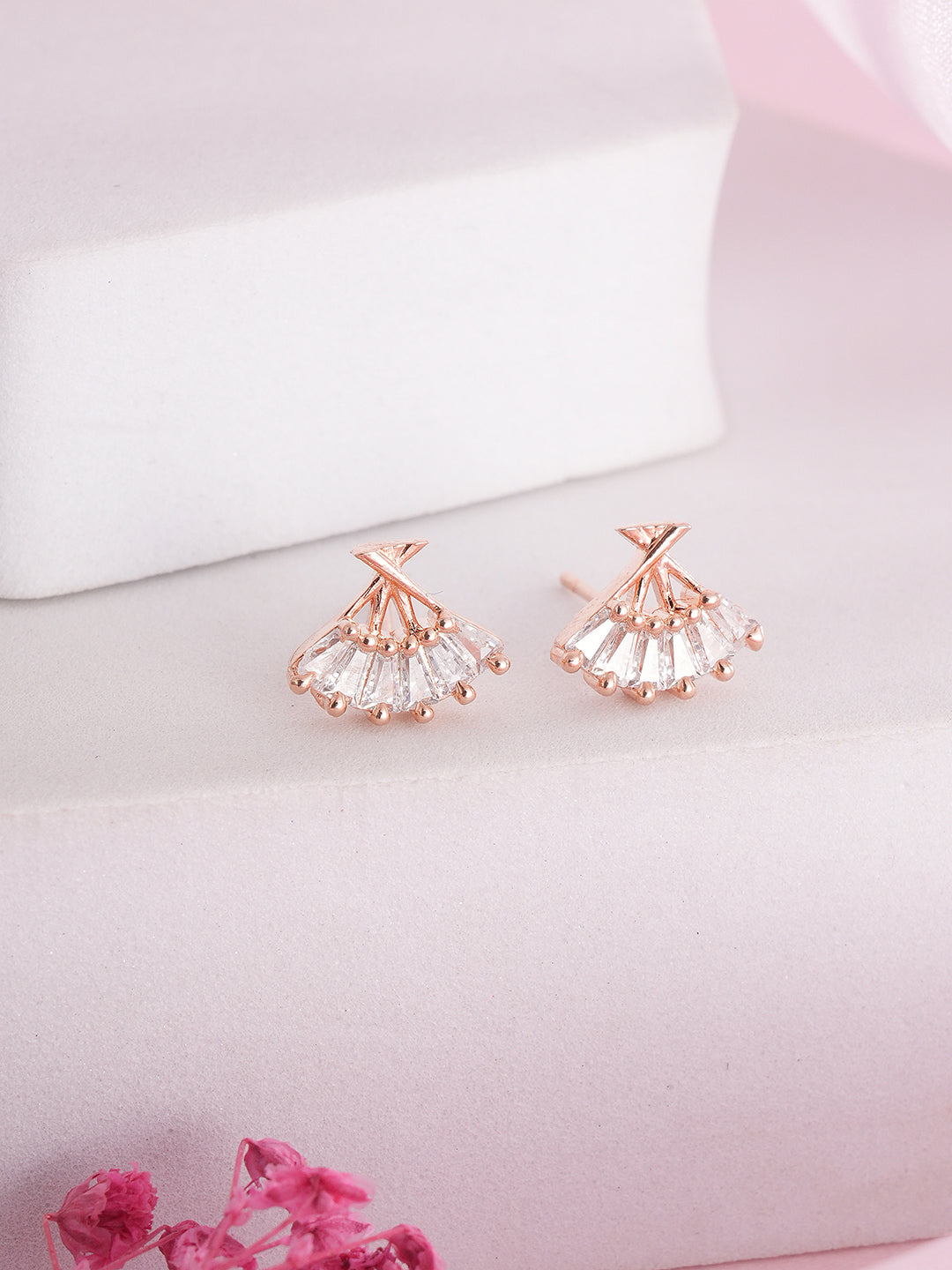 Jazz And Sizzle Rose Gold-Plated Handcrafted Contemporary Stud Earrings