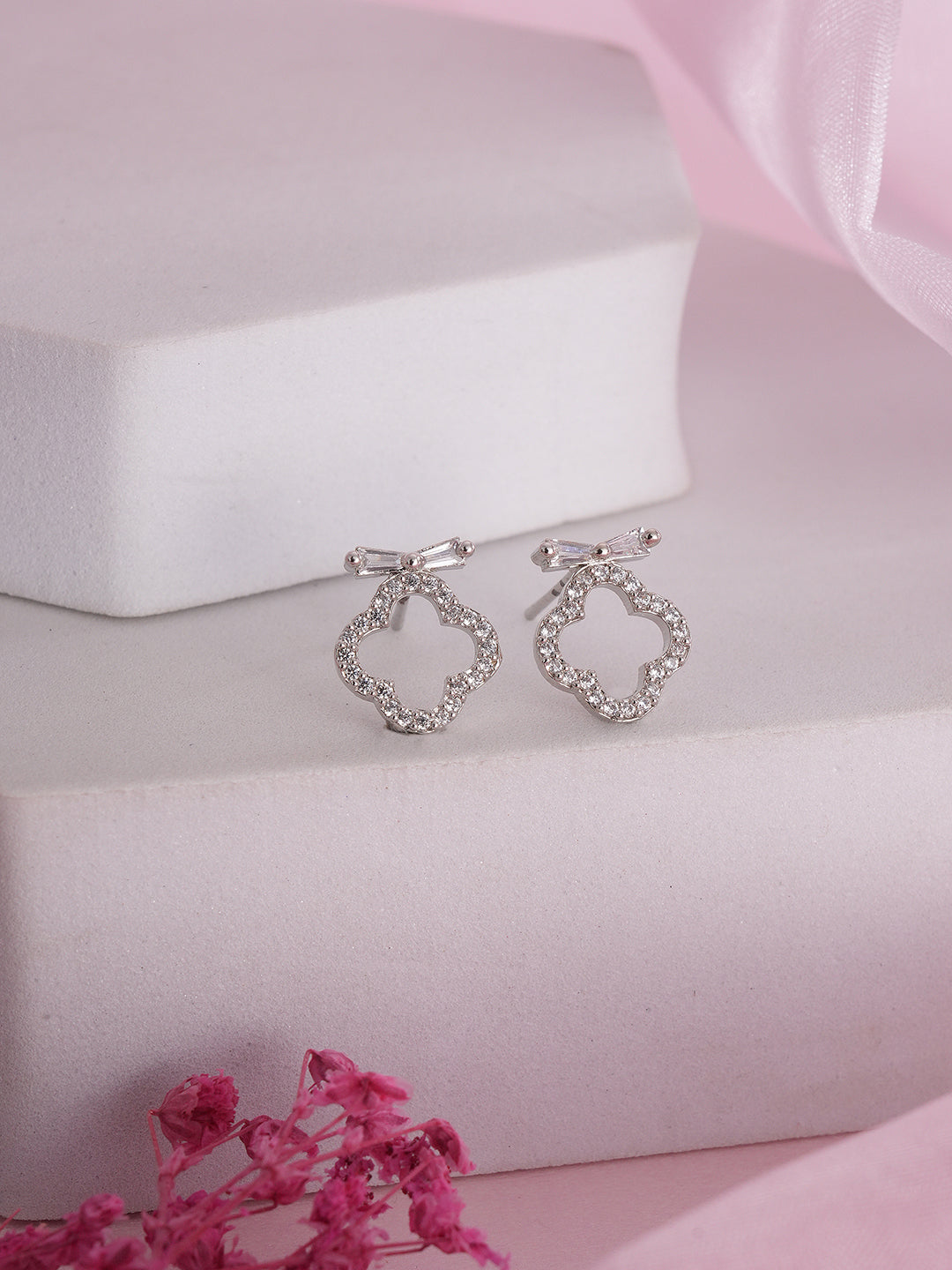 Jazz And Sizzle Silver-Plated Contemporary Studs Earrings