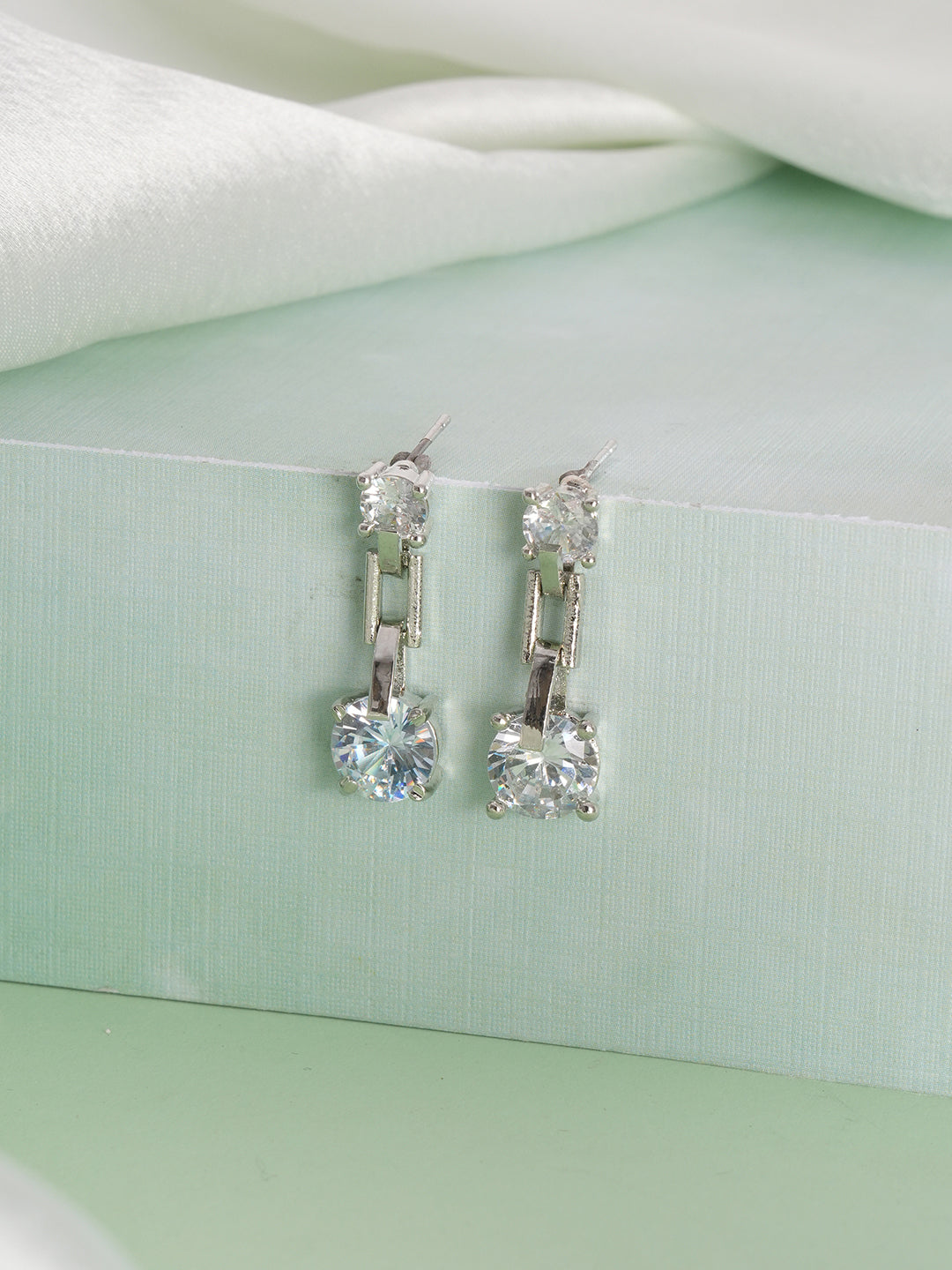 Jazz And Sizzle Rhodium-Plated Circular Drop Earrings